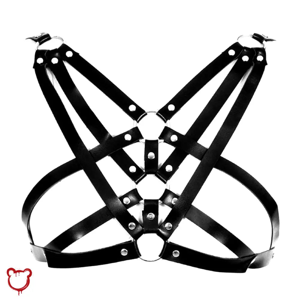 Gothic Triple Ring Leather Harness' - The Cursed Closet
