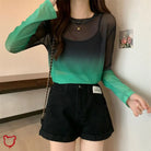 Gradient Mesh Tee - Purple/Green Green / S Clothing