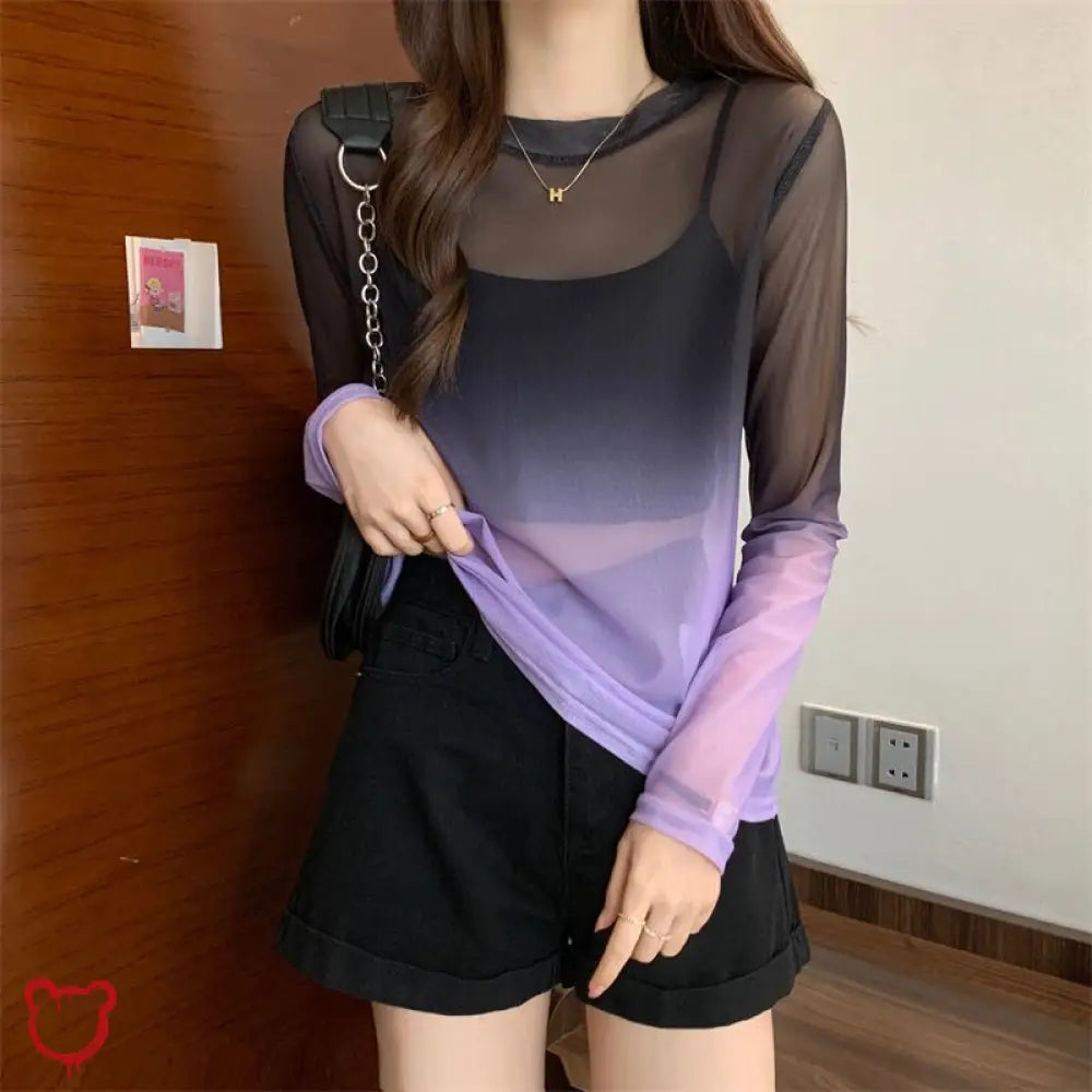 Gradient Mesh Tee - Purple/Green Purple / S Clothing