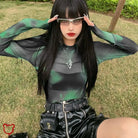 Green Tie Dye Mesh Top - The Cursed Closet