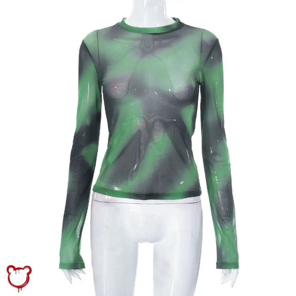 Green Tie Dye Mesh Top - The Cursed Closet