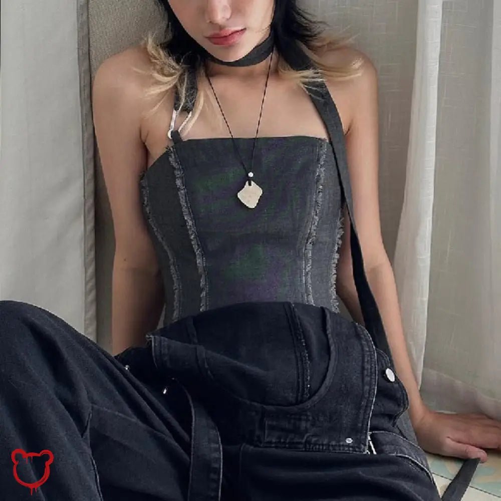 Grey Buckle Crop Top - The Cursed Closet