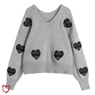 Grey Love' Grunge Embroidery Sweater - The Cursed Closet