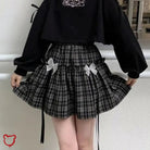 Grey Plaid Bow Skirt - The Cursed Closet