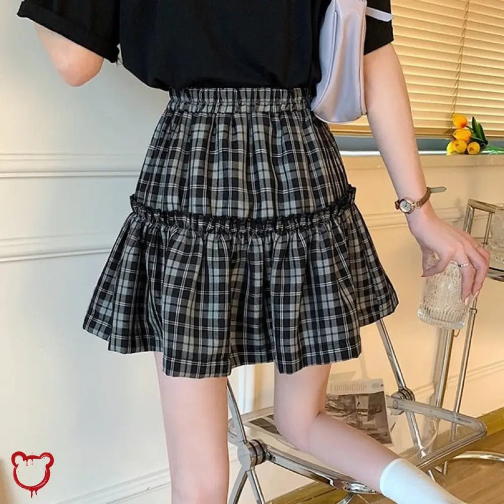 Grey Plaid Bow Skirt - The Cursed Closet