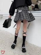 Grey Plaid Bow Skirt - The Cursed Closet