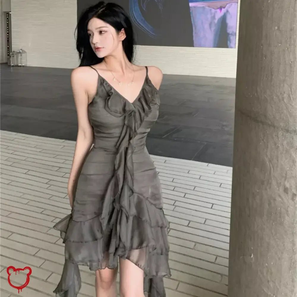 Grey Ruffles Grunge Dress' - The Cursed Closet