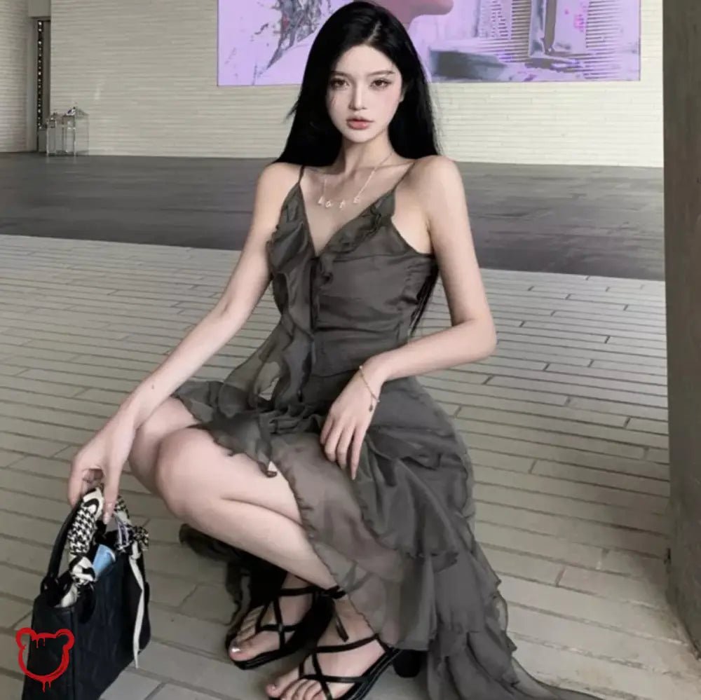Grey Ruffles Grunge Dress' - The Cursed Closet