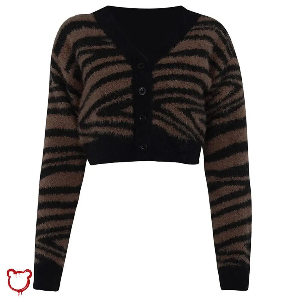 Grunge Brown Stripe Cardigan - The Cursed Closet