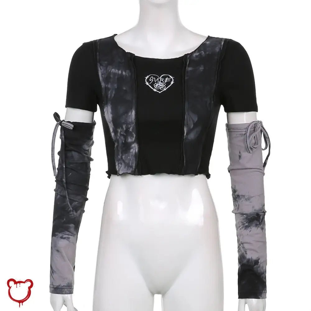 Grunge Crop Top with Gloves - The Cursed Closet