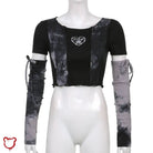 Grunge Crop Top with Gloves - The Cursed Closet