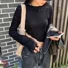 Grunge - inspired Black Bow Crop Top - The Cursed Closet