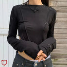 Grunge - inspired Black Bow Crop Top - The Cursed Closet