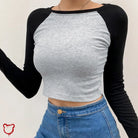 Grunge Long Sleeve Top: Darkened Grey / S Clothing
