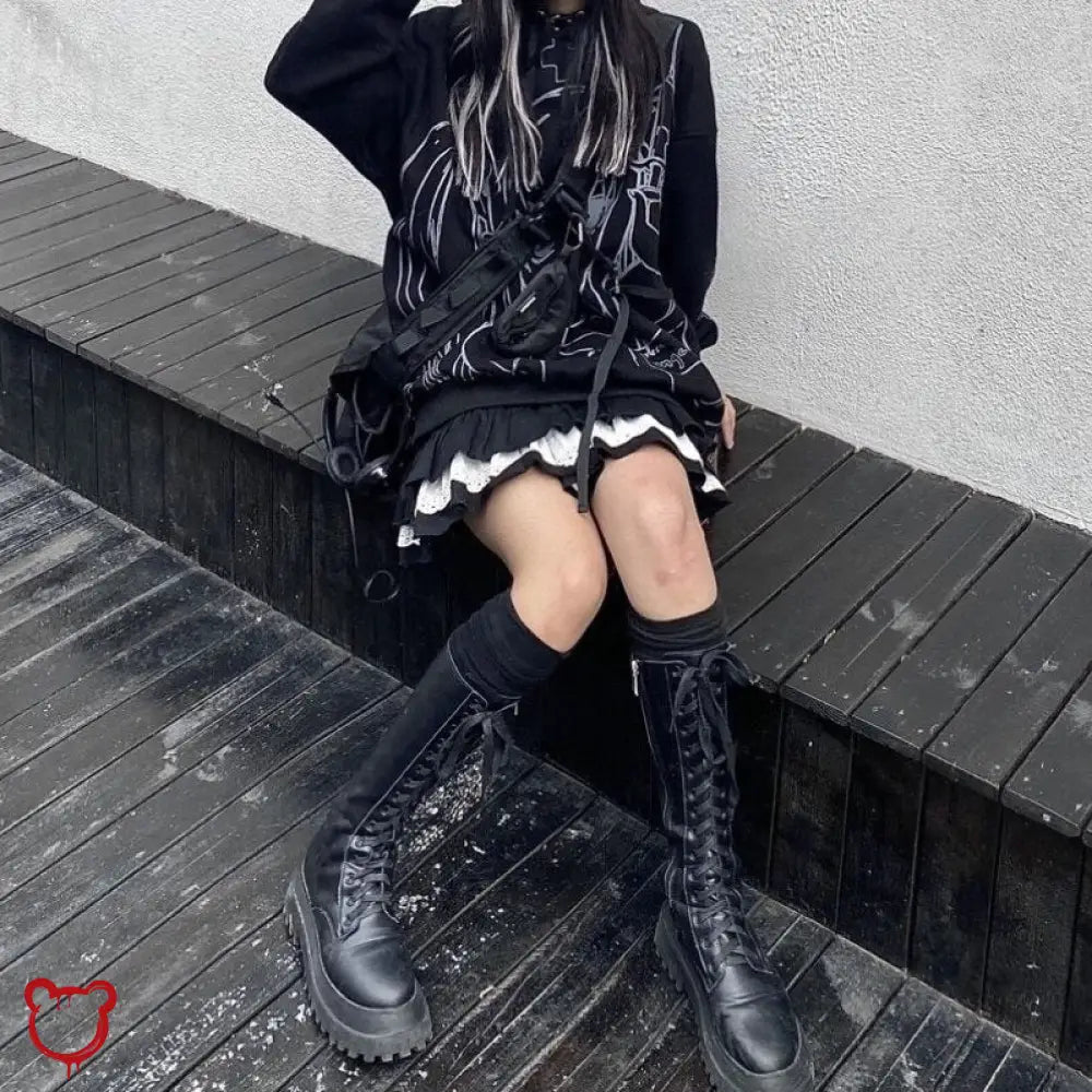 Grunge Ruffle Skirt in Apparition - The Cursed Closet