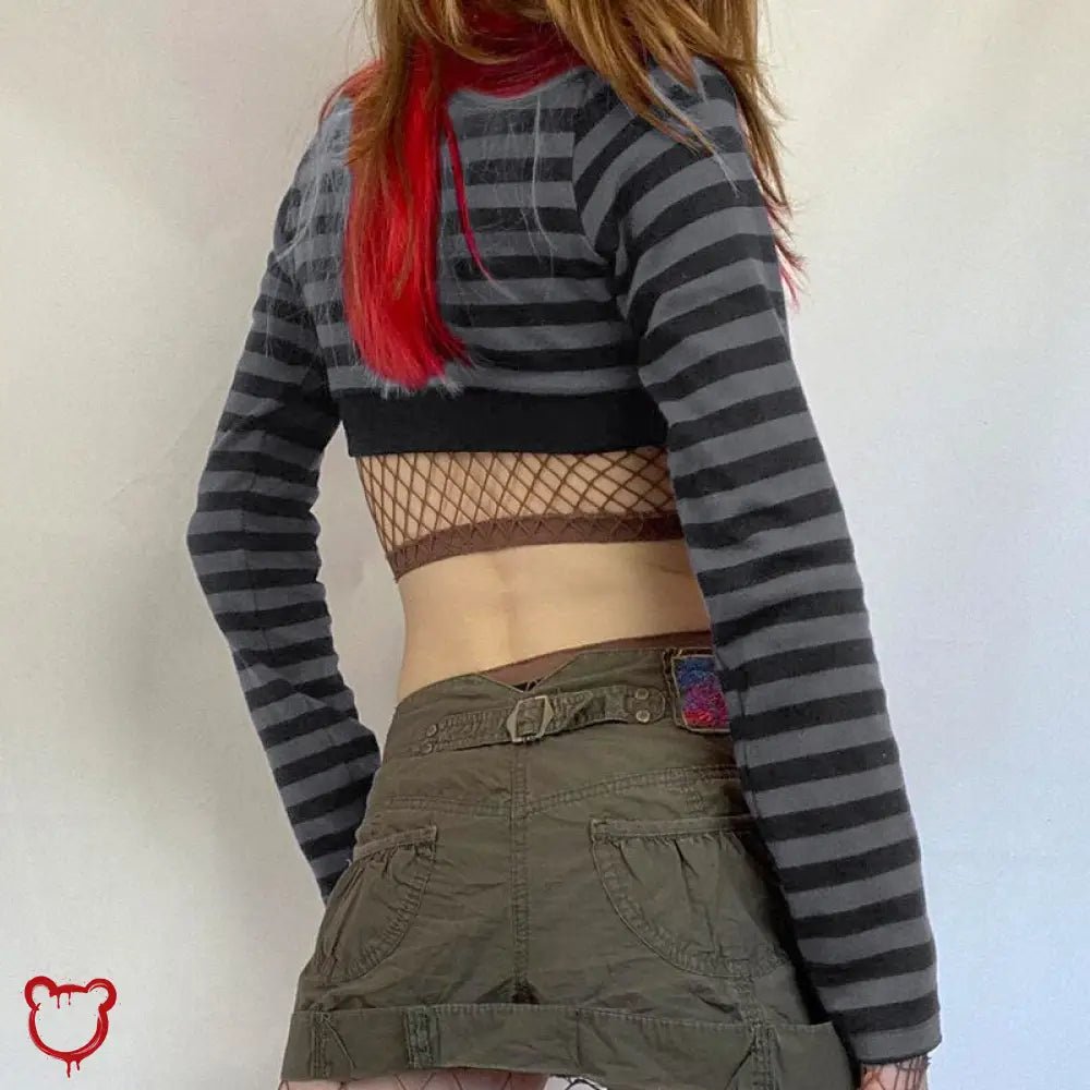 Grunge Striped Crop Top - The Cursed Closet