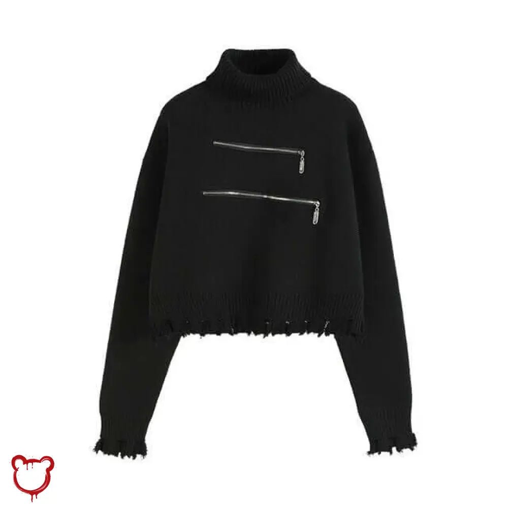 Grunge Turtleneck with Zip, Abyss - The Cursed Closet