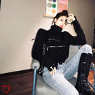 Grunge Turtleneck with Zip, Abyss - The Cursed Closet