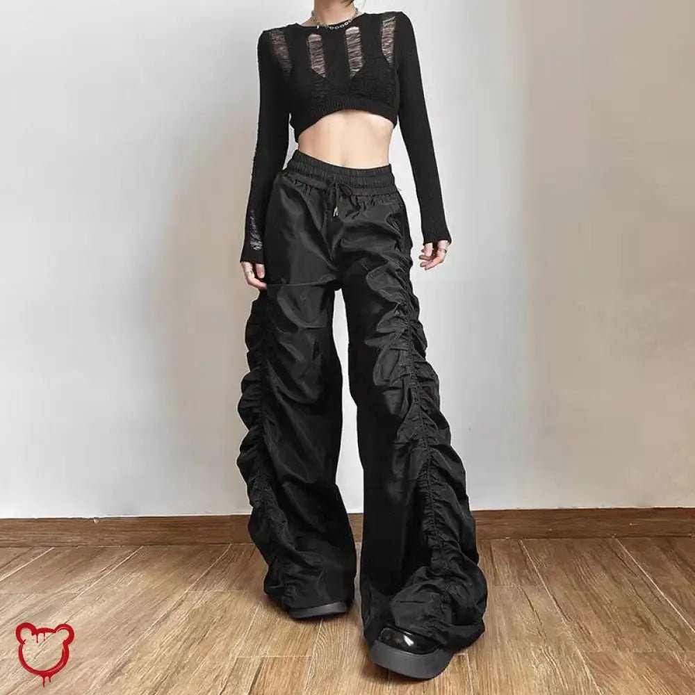 Grunge Y2K Black Baggy Pants - The Cursed Closet
