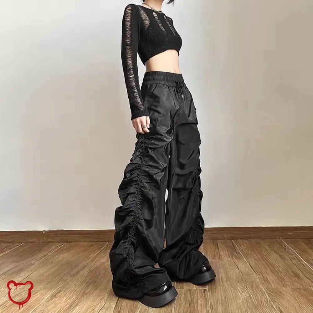 Grunge Y2K Black Baggy Pants - The Cursed Closet