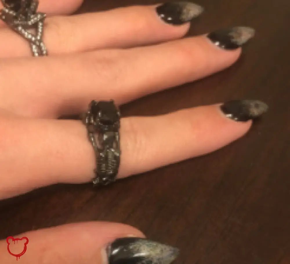 Gunmetal Black Stone Ring - The Cursed Closet