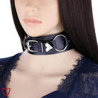 Heart Buckle Choker: Black/Blue Pu Accessories