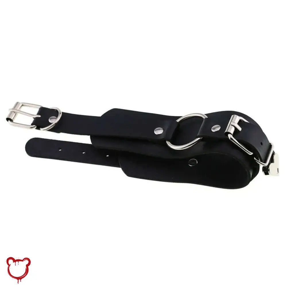 Heart Buckle Choker: Black/Blue Pu Accessories