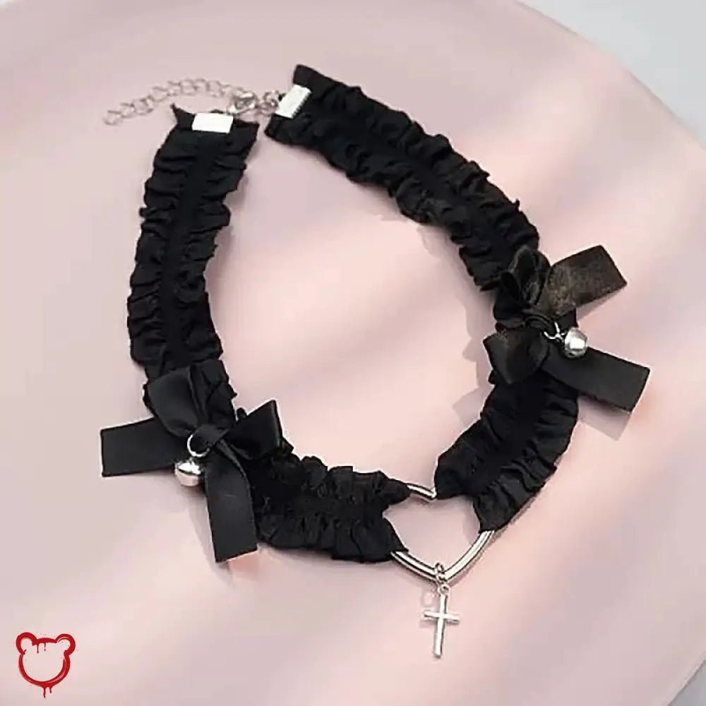 "Heart Lace Leg Garter - Black" - The Cursed Closet