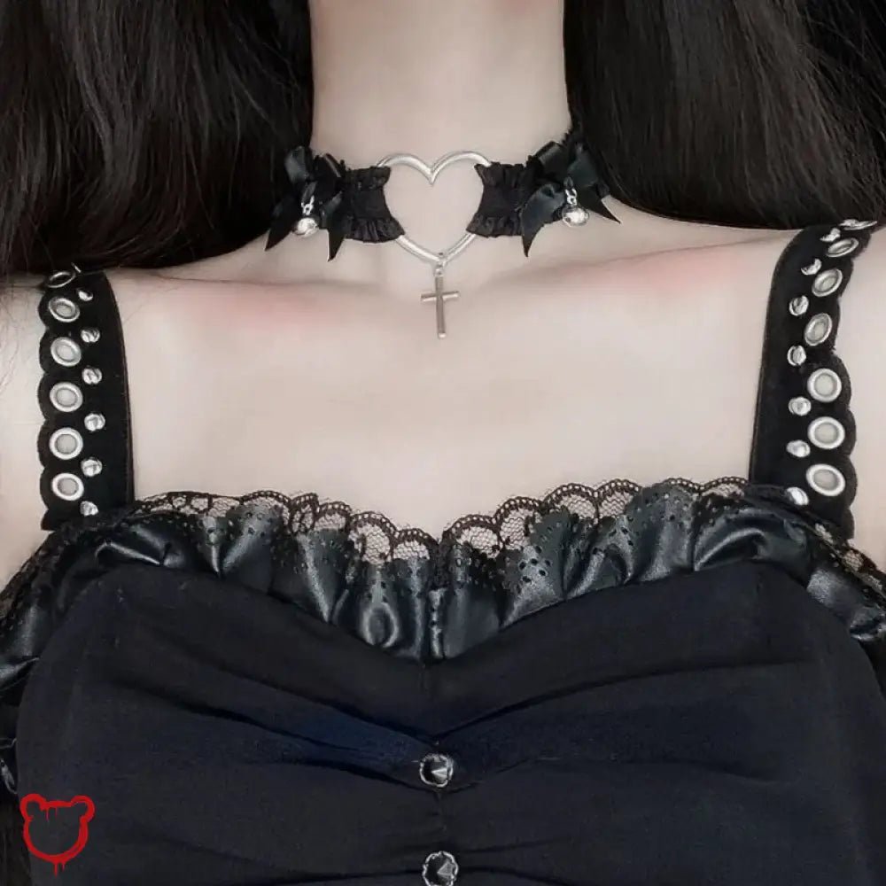 "Heart Lace Leg Garter - Black" - The Cursed Closet