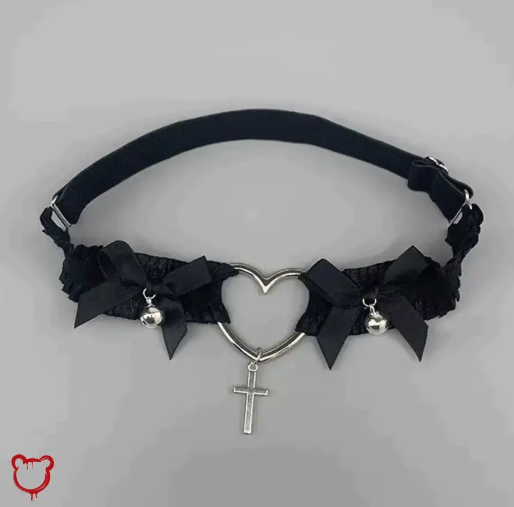 "Heart Lace Leg Garter - Black" - The Cursed Closet