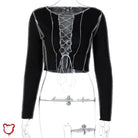 Heart Lace Up Black Top - The Cursed Closet