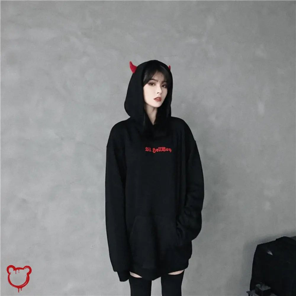 Hellboy Grunge Horn Hoodie - The Cursed Closet