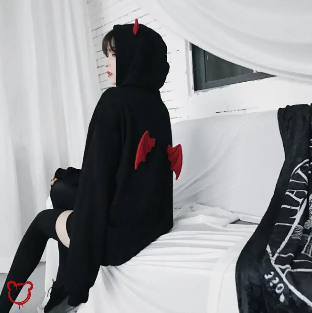 Hellboy Grunge Horn Hoodie - The Cursed Closet