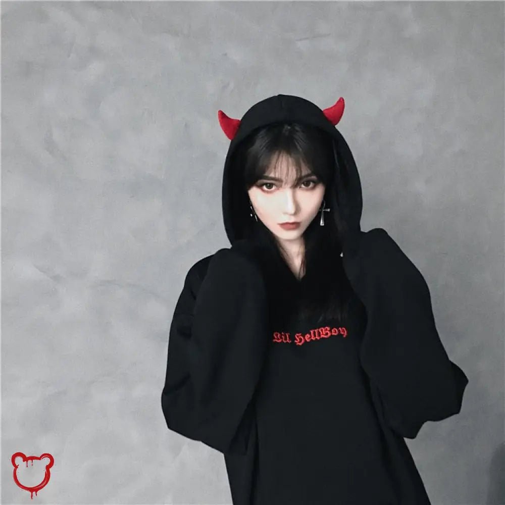 Hellboy Grunge Horn Hoodie - The Cursed Closet