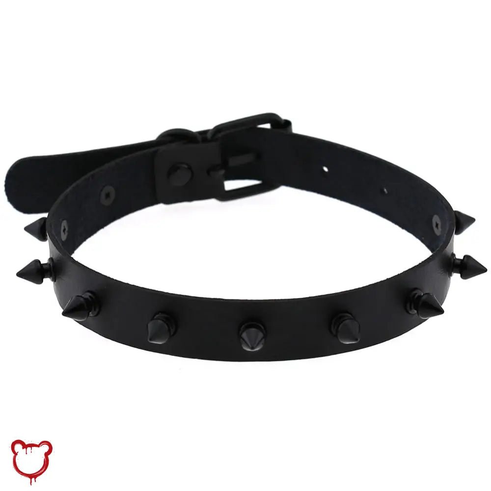 Hellboy's Spiky Black Leather Choker - The Cursed Closet