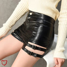 Hellfire' Faux Leather Buckle Shorts - The Cursed Closet