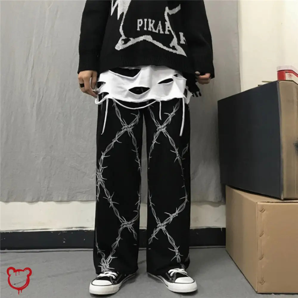 Horror Show Grunge Baggy Pants Black / L Clothing