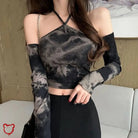 Hourglass Tie Dye Cold Shoulder Top - The Cursed Closet