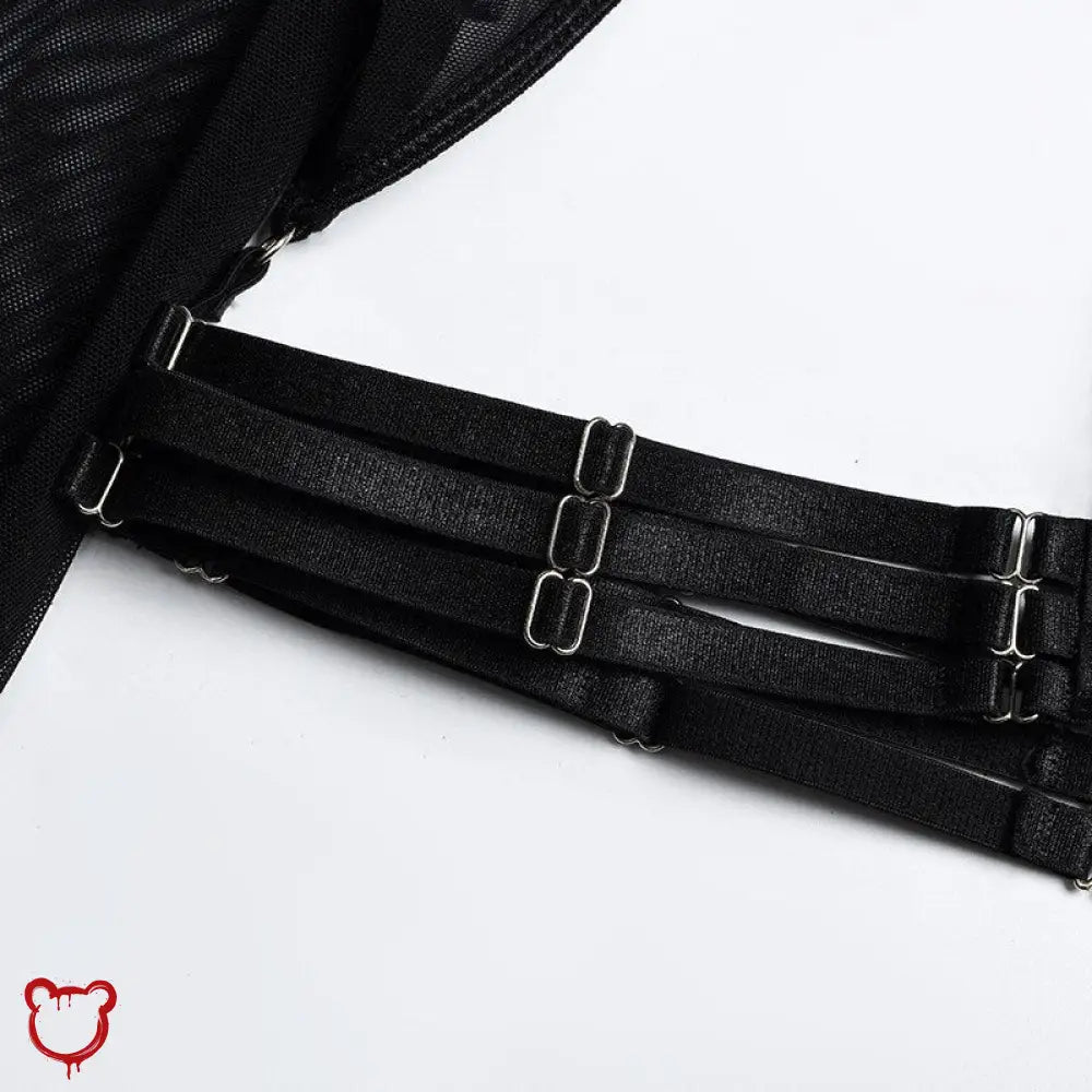 Ideal Noir Mesh Lingerie Ensemble - The Cursed Closet