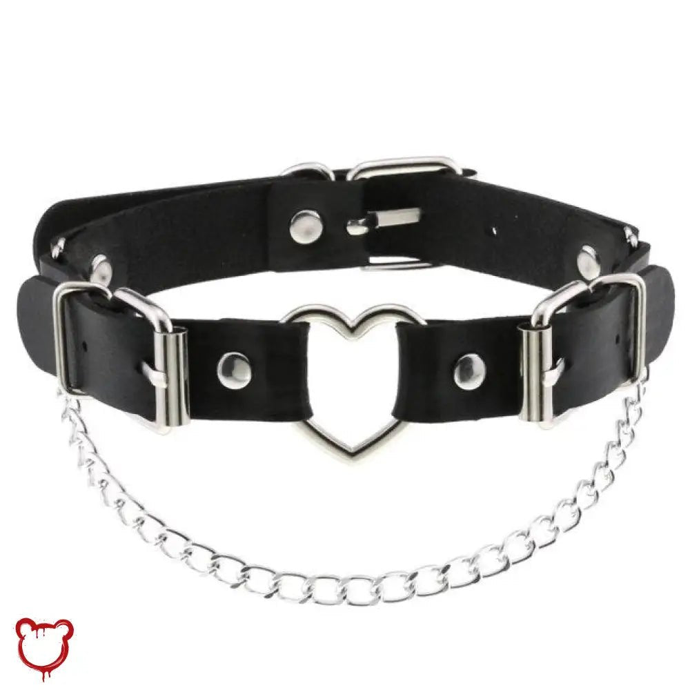 Intact' Black Chain Heart Choker - The Cursed Closet
