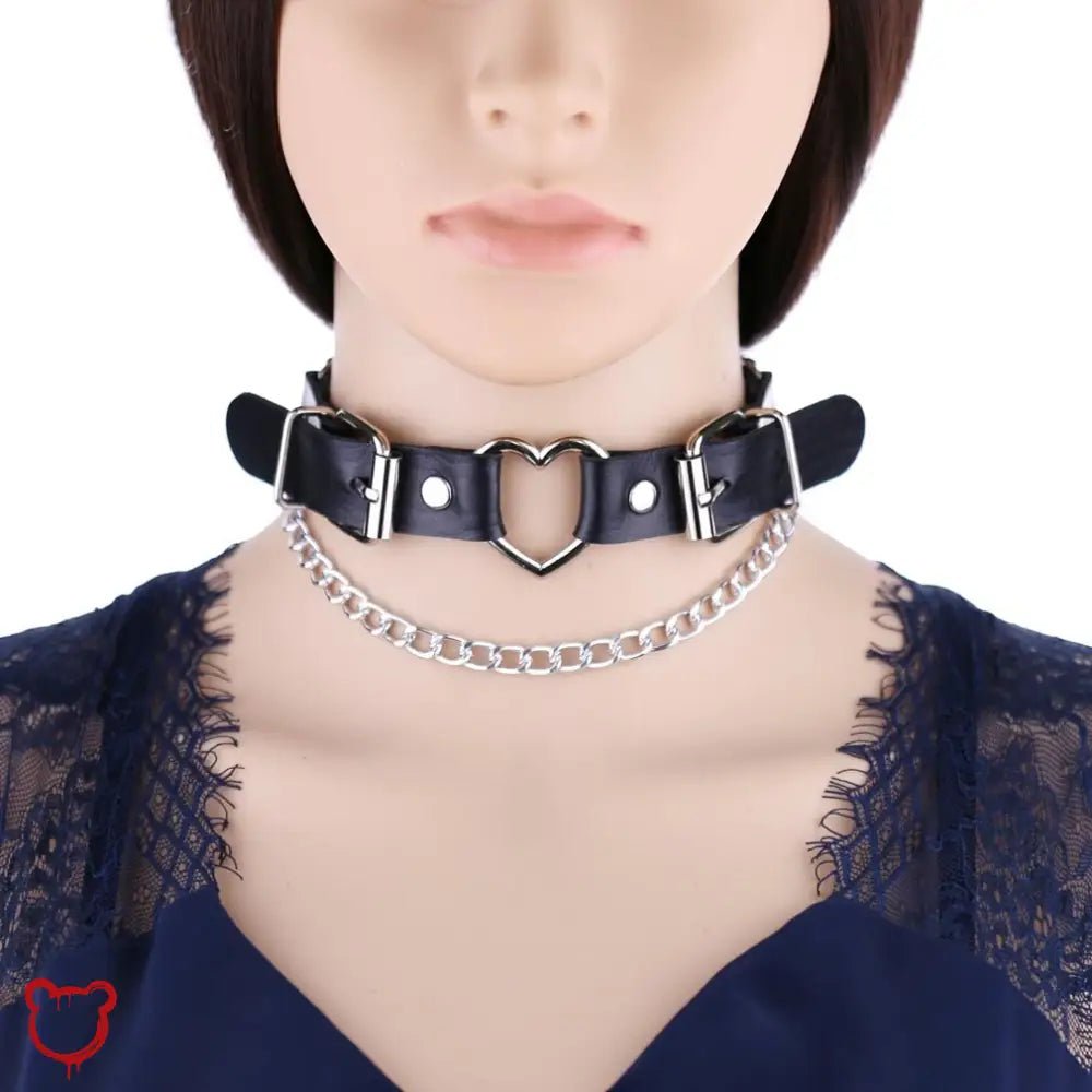 Intact' Black Chain Heart Choker - The Cursed Closet