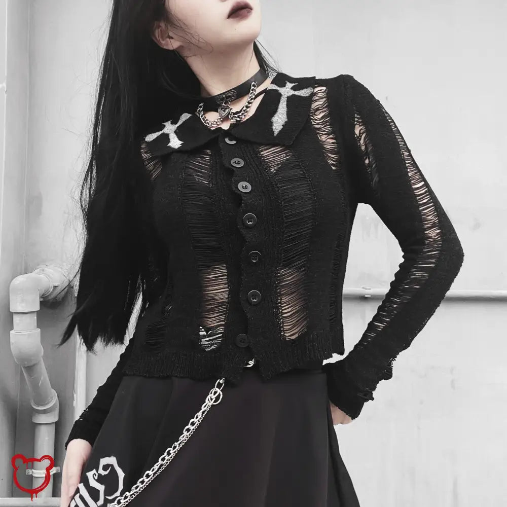 Invoke' Dark Mesh Cardi - The Cursed Closet