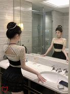 Kawaii Black & Beige Bow Set - The Cursed Closet