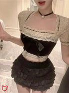 Kawaii Black & Beige Bow Set - The Cursed Closet