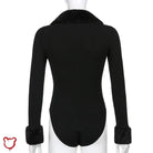 Knitted Faux Fur Bodysuit (Black) - The Cursed Closet