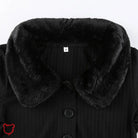 Knitted Faux Fur Bodysuit (Black) - The Cursed Closet