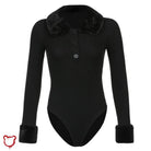 Knitted Faux Fur Bodysuit (Black) - The Cursed Closet