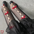 Lace Mesh Tights: Red Bows & Holes - The Cursed Closet