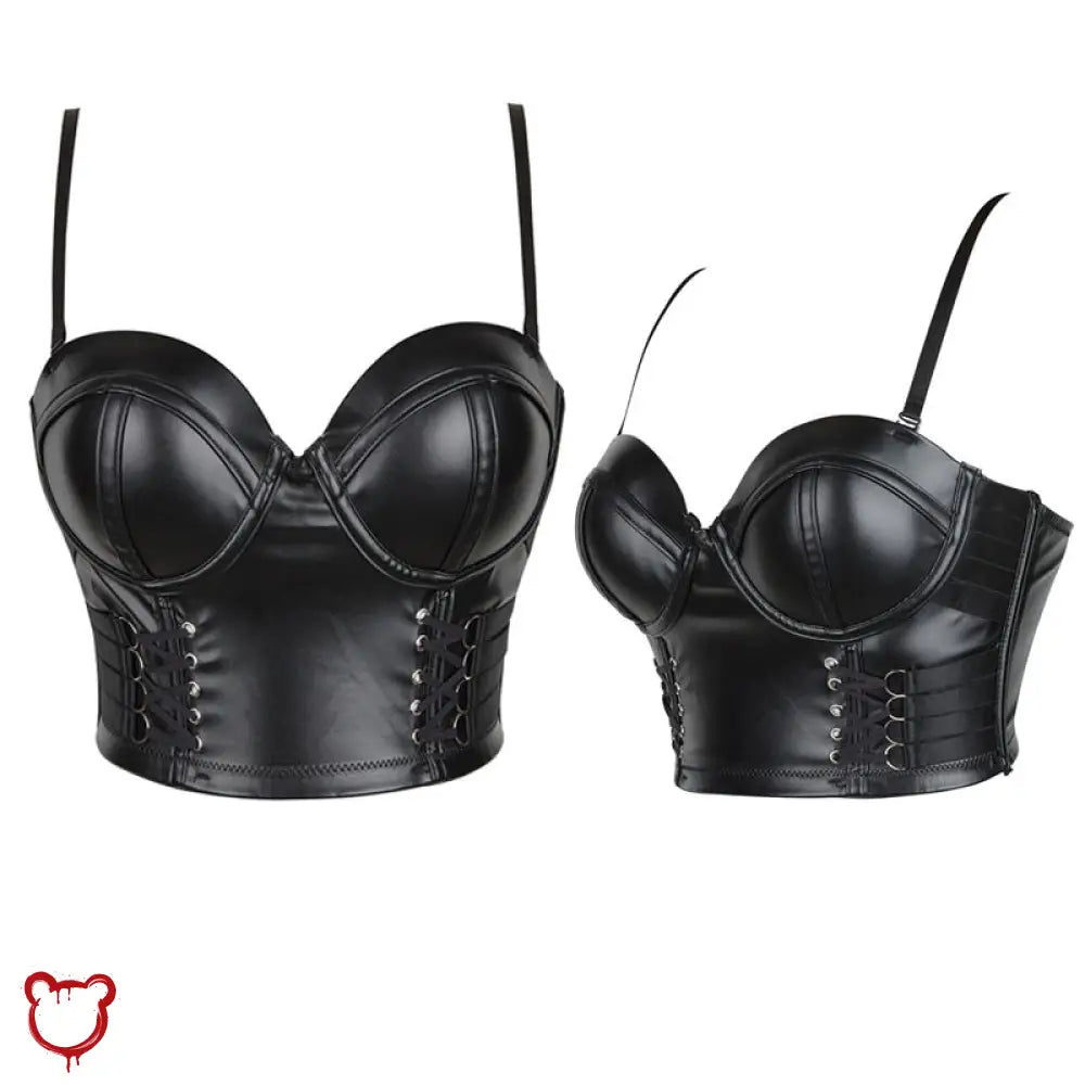 Lace Underbust Corset in Black PU - The Cursed Closet