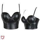 Lace Underbust Corset in Black PU - The Cursed Closet